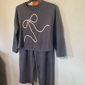 Sincerely Jules Women Pajama Set in Charcoal with White Design